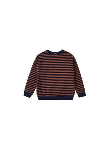 Corduroy Sleeve Patch Top - Brown/Navy