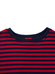 Corduroy Sleeve Patch Top - Red/navy