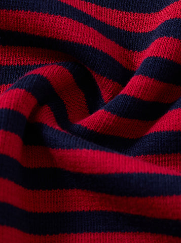 Corduroy Sleeve Patch Top - Red/navy