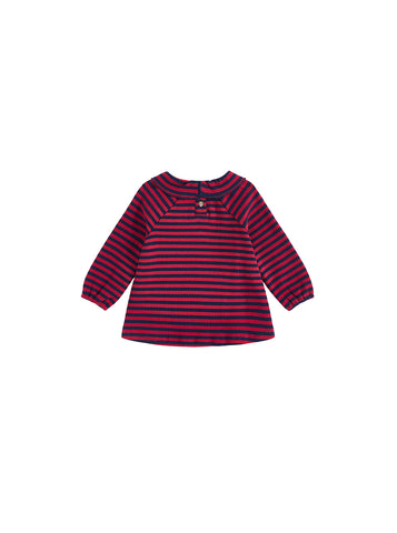 Striped Ruffle Collar Top