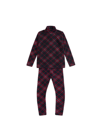 Baby Plaid Mock Neck Set - Burgundy