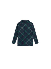 Plaid Mock Neck T-shirt - Forest Green