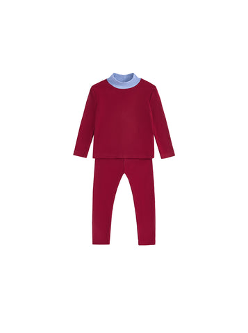 Baby Contrast Mock Neck Set - Boy