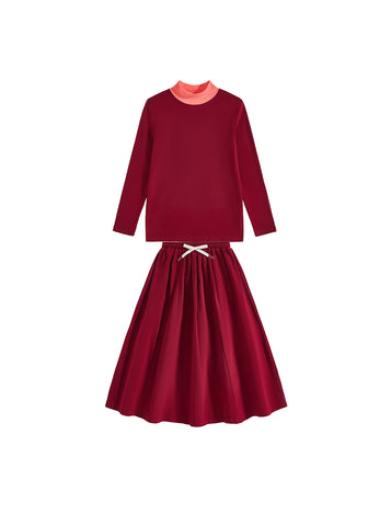 Mock Neck Tea Length Set