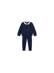 Knitted Scallop Mohair Collar Set - Navy