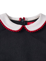 Collar Trim Bottom Pleats Jumper