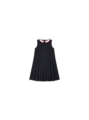 Collar Trim Bottom Pleats Jumper