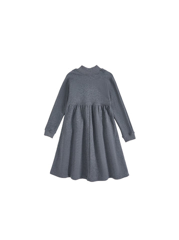 Mock Neck Bib Dress - Charcoal