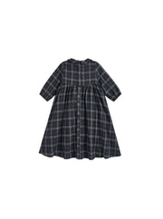 Grey Plaid Smocking Dress