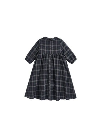 Grey Plaid Smocking Dress