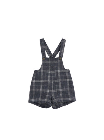 Baby Grey Plaid Short Overall