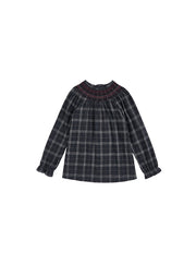 Grey Plaid Smocked Shirt
