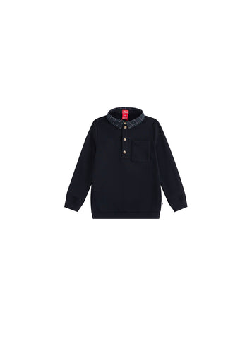 Plaid Collar Pocket Polo