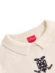 Collar Emblem Sweater - Almond White