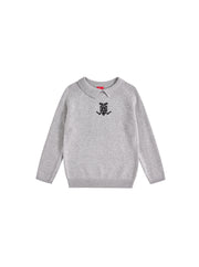 Collar Emblem Sweater - Silver Grey Mix