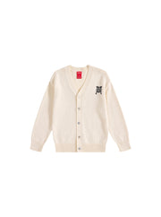 Cardigan Emblem Sweater - Almond White