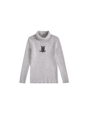 Turtleneck Emblem Sweater - Silver Grey Mix