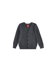 Basket Weave Cardigan - Black Charcoal Mélange