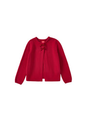 Cardigan Trim Bows Sweater - Burnt Red