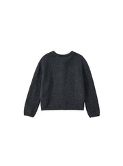 Cardigan Trim Bows Sweater - Charcoal Mélange