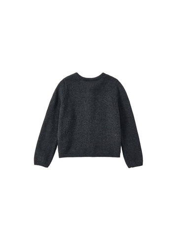 Cardigan Trim Bows Sweater - Charcoal Mélange