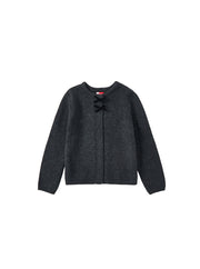 Cardigan Trim Bows Sweater - Charcoal Mélange