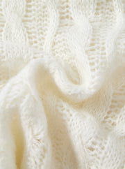Cable Knit Bow Sweater - Off White