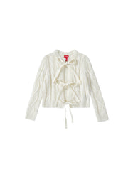 Cable Knit Bow Sweater - Off White