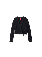 Cardigan Wrap Style Sweater - Black