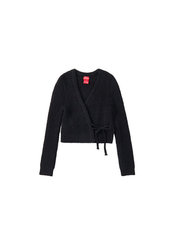 Cardigan Wrap Style Sweater - Black