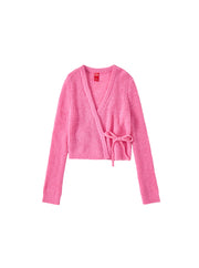 Cardigan Wrap Style Sweater - Hot Pink
