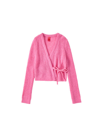 Cardigan Wrap Style Sweater - Hot Pink