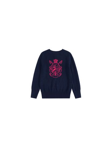 Emblem Sweater - Dk. Navy/Hot Rose Pink