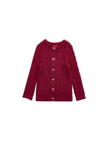 Cable Knit Cardigan - Burnt Red