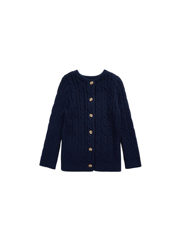 Cable Knit Cardigan - Navy