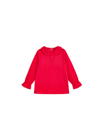 Ruffle Corduroy Shirt - Coral