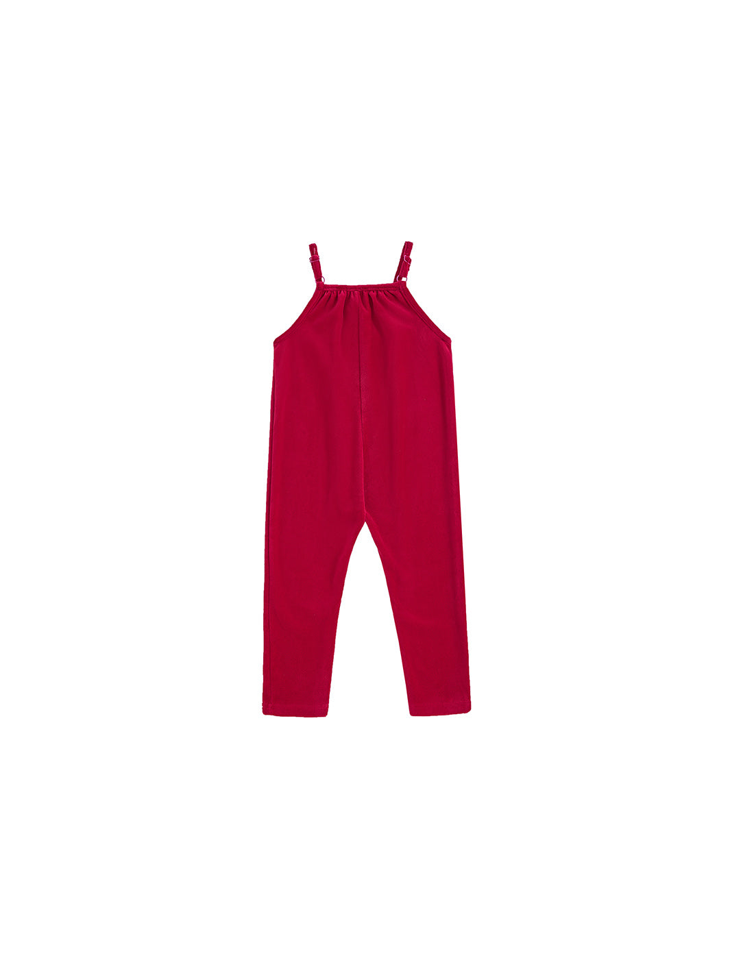 Baby Cotton Velour Strap Overall - Strawberry