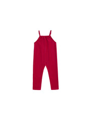 Baby Cotton Velour Strap Overall - Strawberry