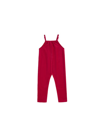 Baby Cotton Velour Strap Overall - Strawberry
