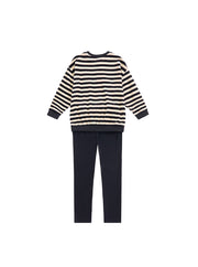 Velour Stripe Set - Black/off white