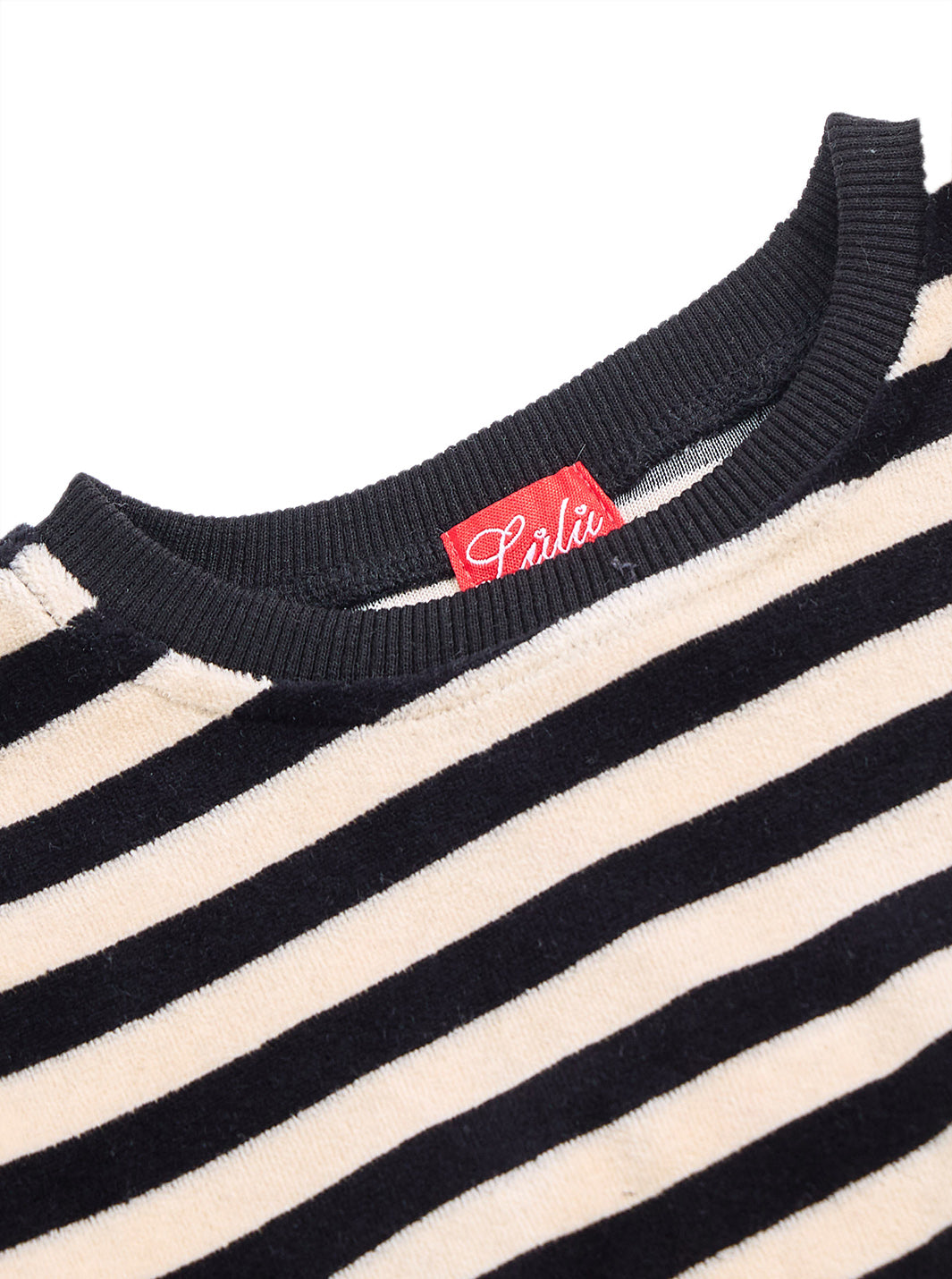 Velour Stripe Set - Black/off white