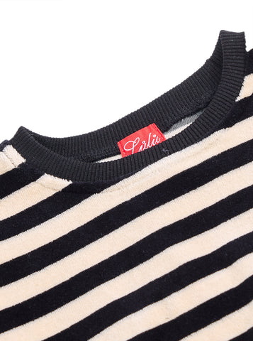 Velour Stripe Set - Black/off white