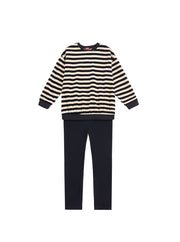 Velour Stripe Set - Black/off white