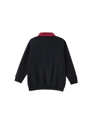 Corduroy Collar Polo - Black