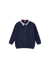 Corduroy Collar Polo - Dk. Navy