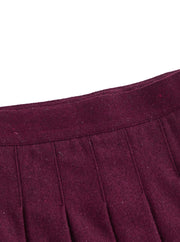 Brushed Pleated Skirt - Burgundy