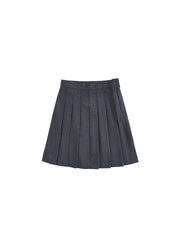 Brushed Pleated Skirt - Dk. Grey mix