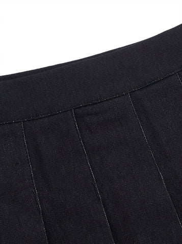 Denim Pleated Skirt
