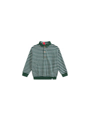 Classic Striped Collar Polo - Green/White