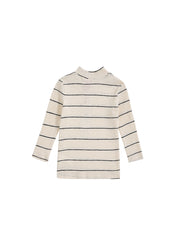 Striped Mock Neck T-shirt - Black/White